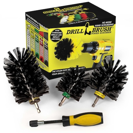 Drill Brush Power Scrubber By Useful Products 5 in W 7 in L Brush, Black K-S-JOM-HD-QC-DB